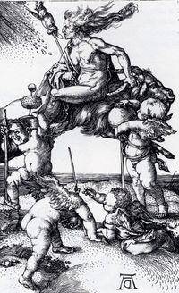 Die Hexe. Kupferstich von Albrecht Dürer (um 1500)